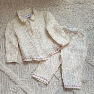 Zara Two Piece Shirt & Pant Lounge Set